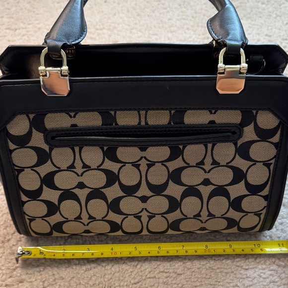 Coach Black and Tan Satchel with Signature Design - Picture 15 of 16